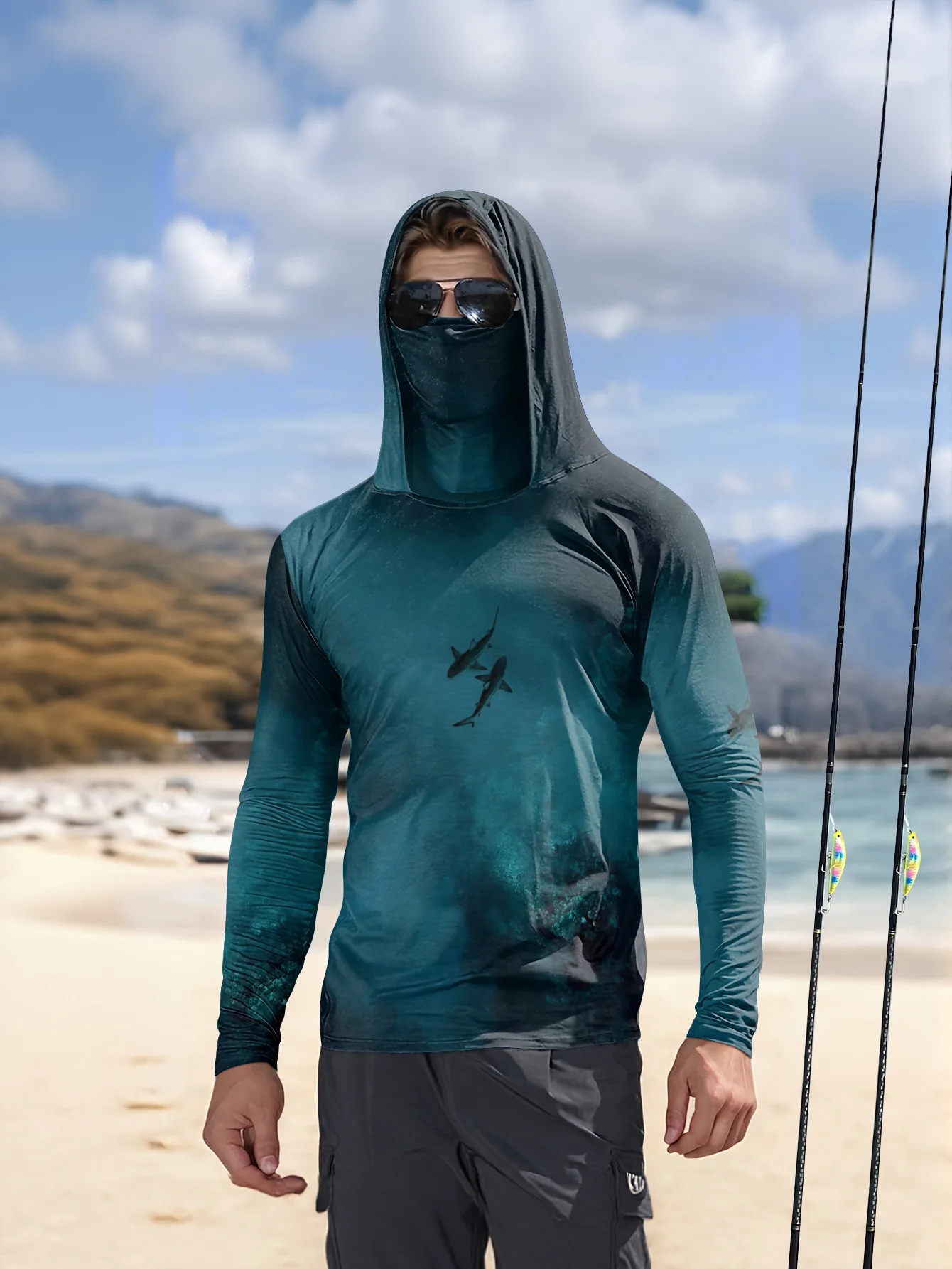 Мужская рыболовная толстовка с – обзор и цена Fishing Mask Sun Protection